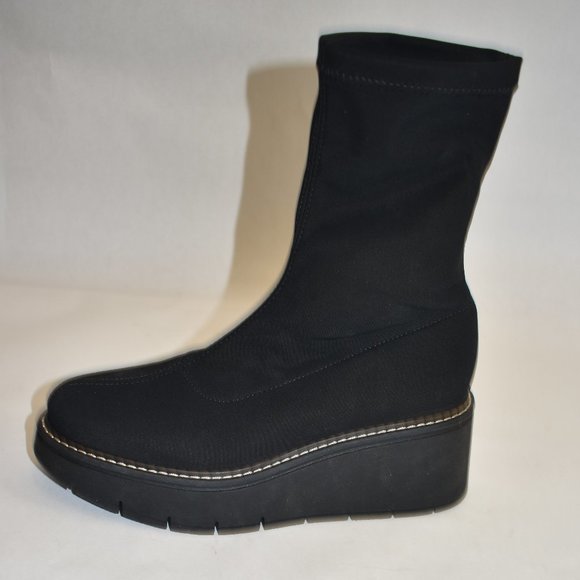 LA CANADIENNE GEORGINA Stretch Fabric Wedge Platform Bootie Size 6 M - Picture 6 of 11